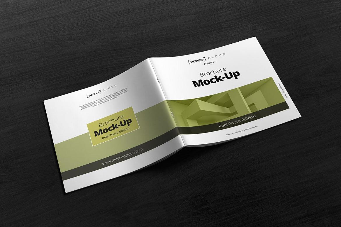 Square Brochure Spread Mockup Scene 02