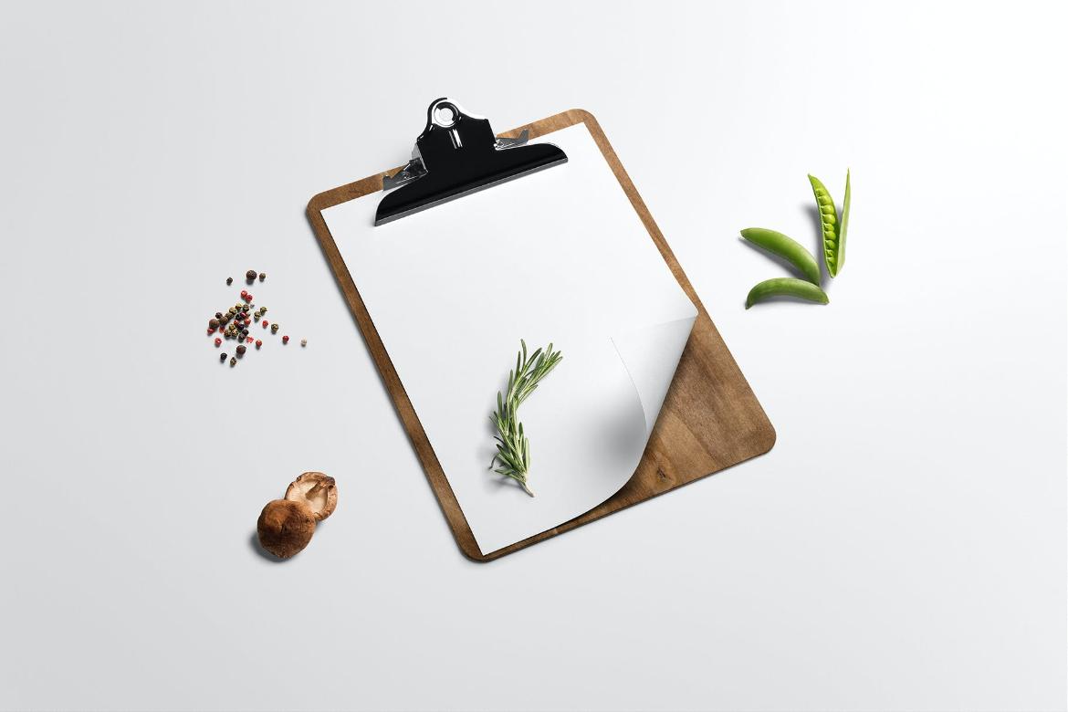 Clipboard Menu Food Mockup Scene