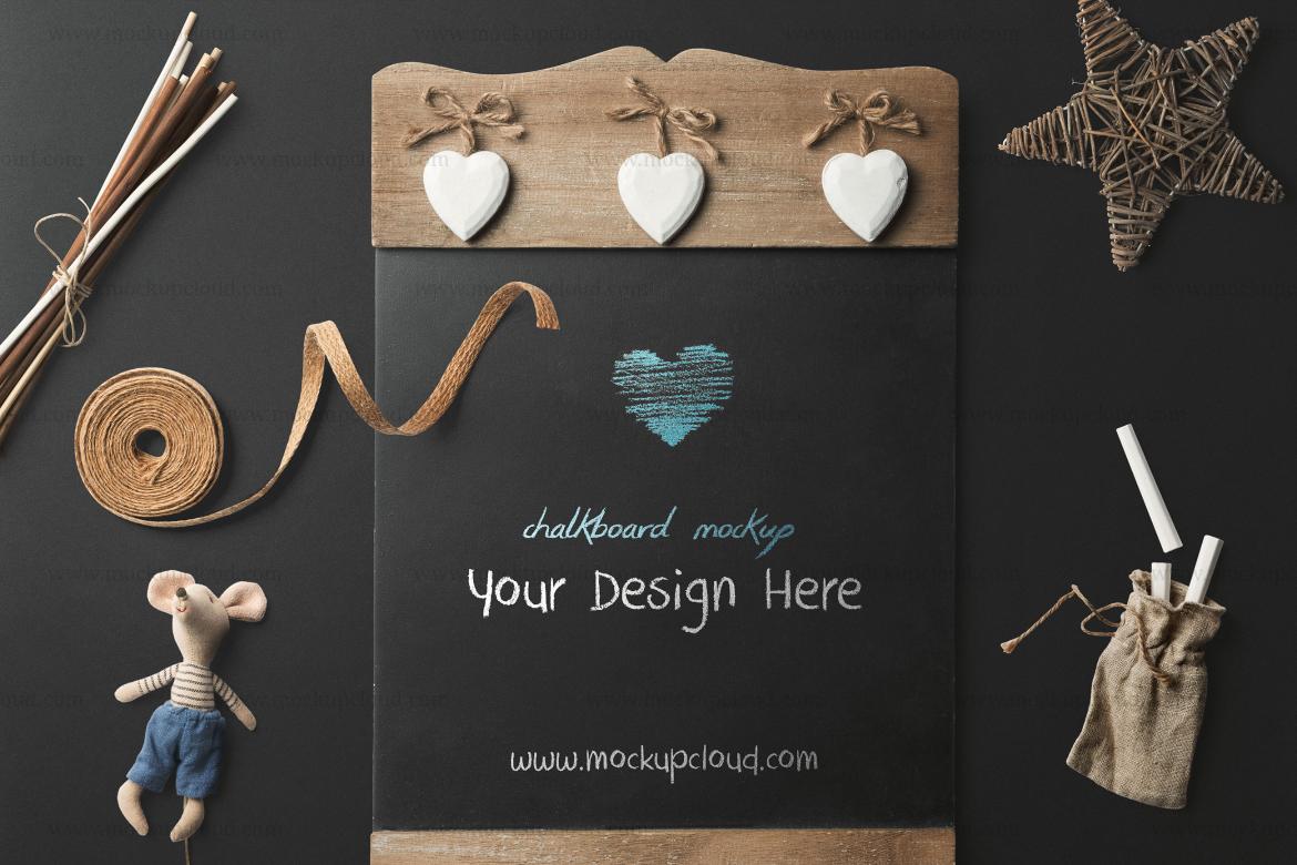 Chalk Board Top View Mockup Scene
