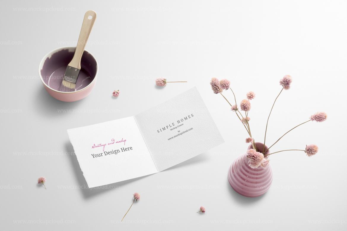 Invitation Card Mockup and Decor Scene