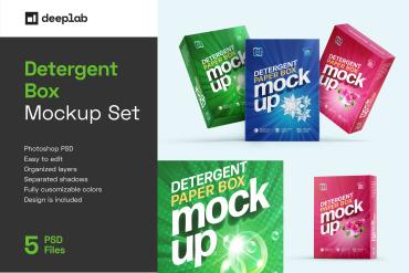 Detergent Box Packaging Mockup Set