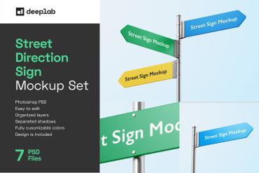 Street Direction Sign Mockup Set