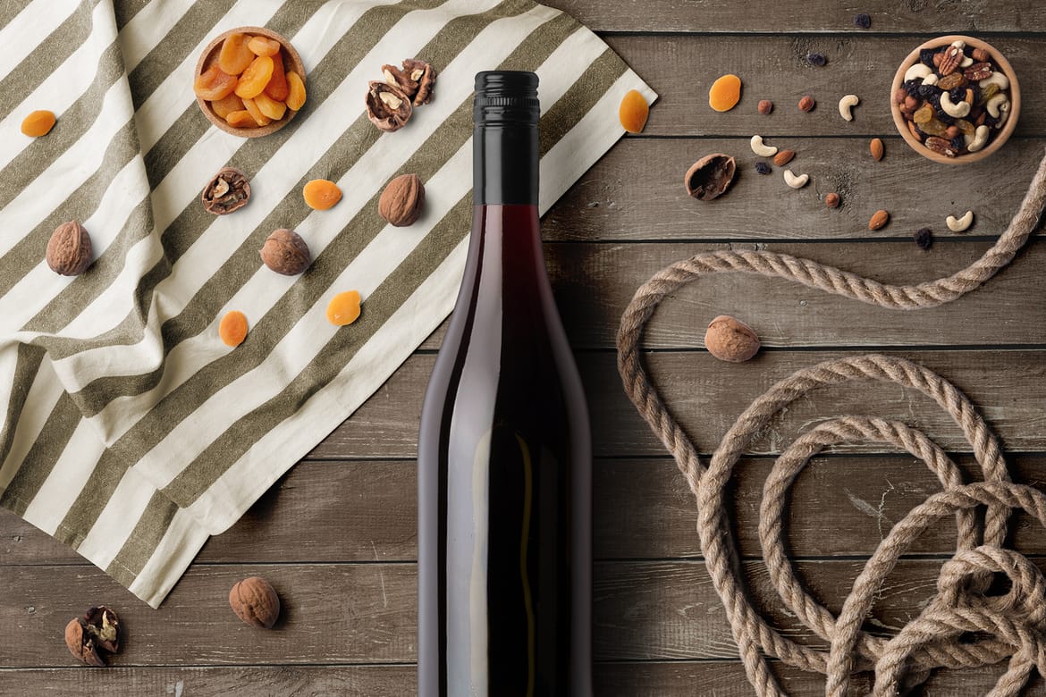 Wine Bottles Mockup Top View Scene 02