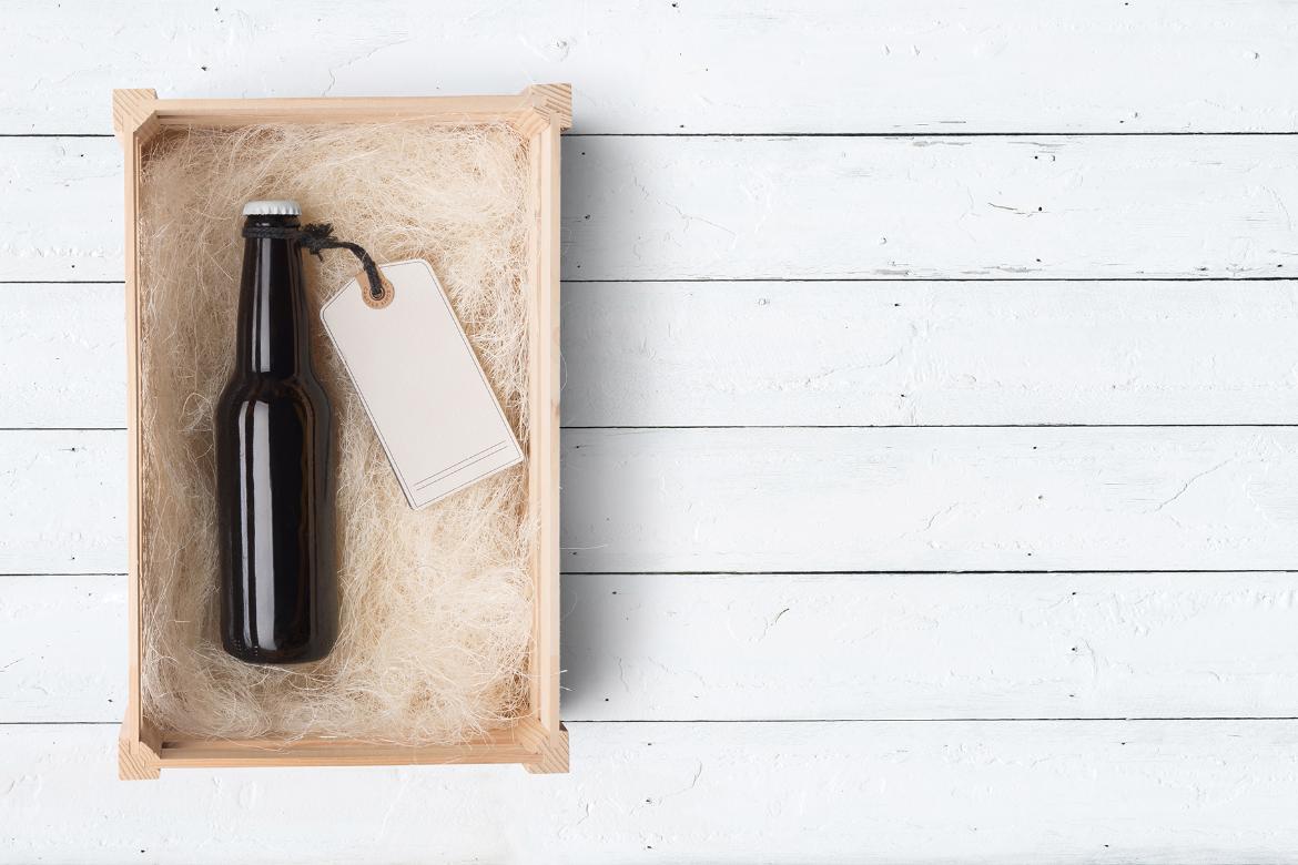 Beer Bottle Packaging Mockup Top View Scene 01