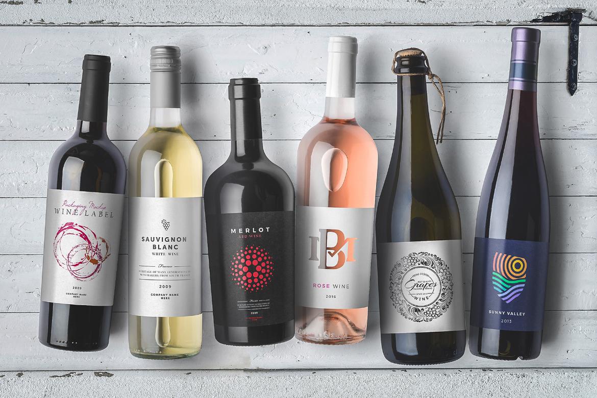 Wine Bottles Mockup Top View Scene 04