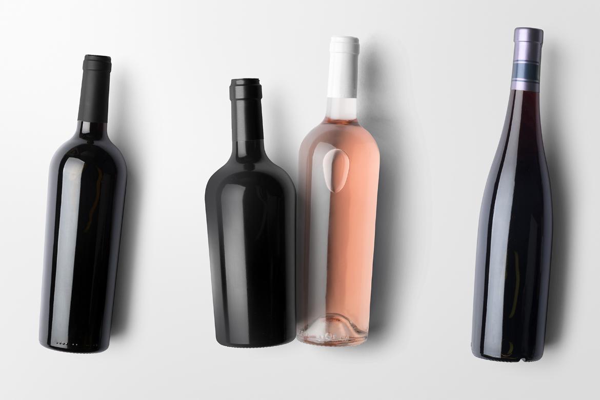 Wine Bottles Mockup Top View Scene 04