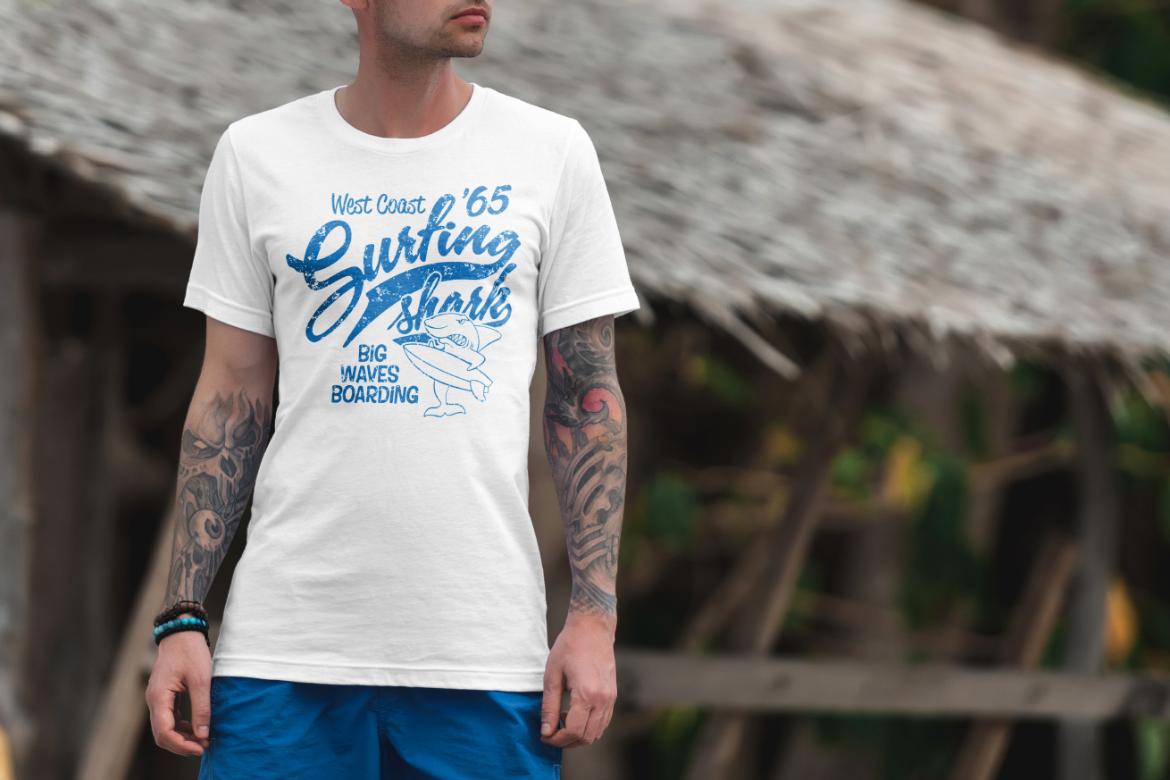 T-Shirt Mockup Male Model Vacation Scene 07