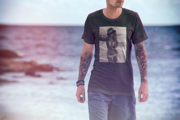 T-Shirt Mockup Male Model Vacation Scene 05