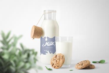 Milk Bottle Mockup Front View Scene