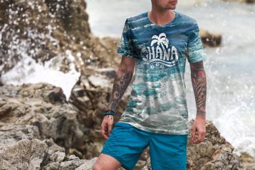 T-Shirt Mockup Male Model Vacation Scene 13