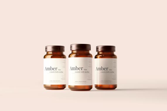 Amber Glass Jar Mockup