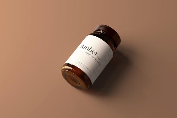 Amber Glass Jar Mockup