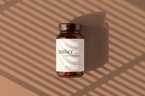 Amber Glass Jar Mockup