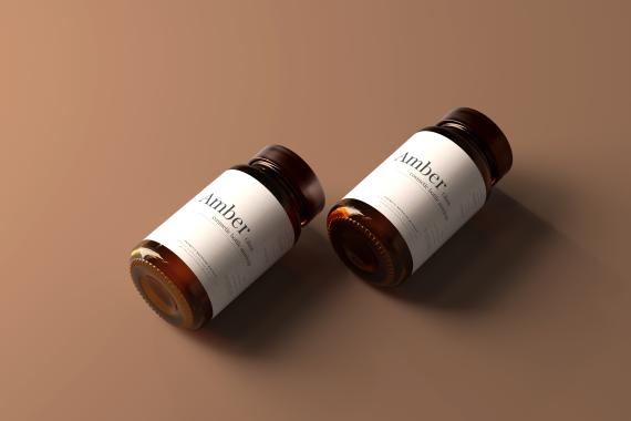 Amber Glass Jar Mockup