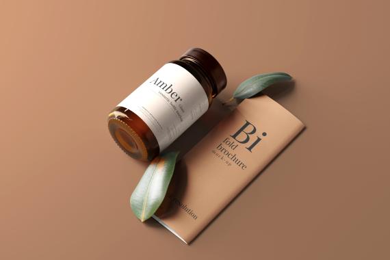 Amber Glass Jar Mockup