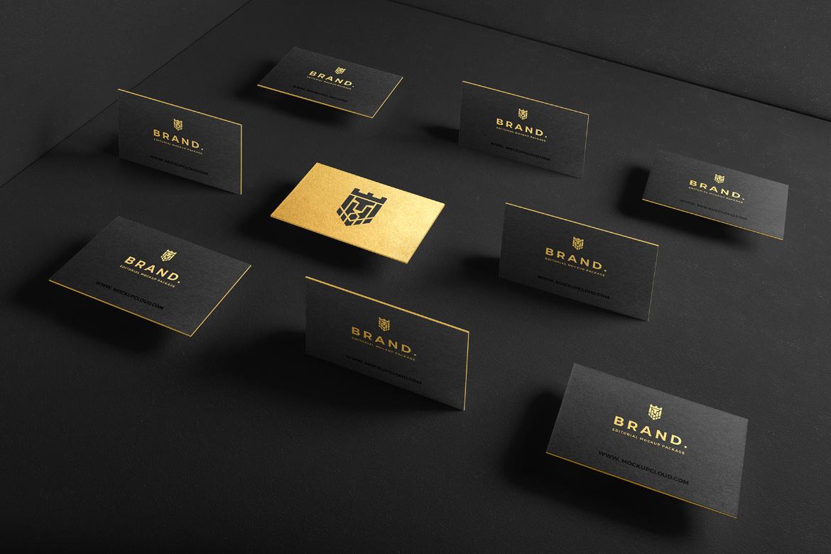 Grid Style Business Cards Mockup Scene 03