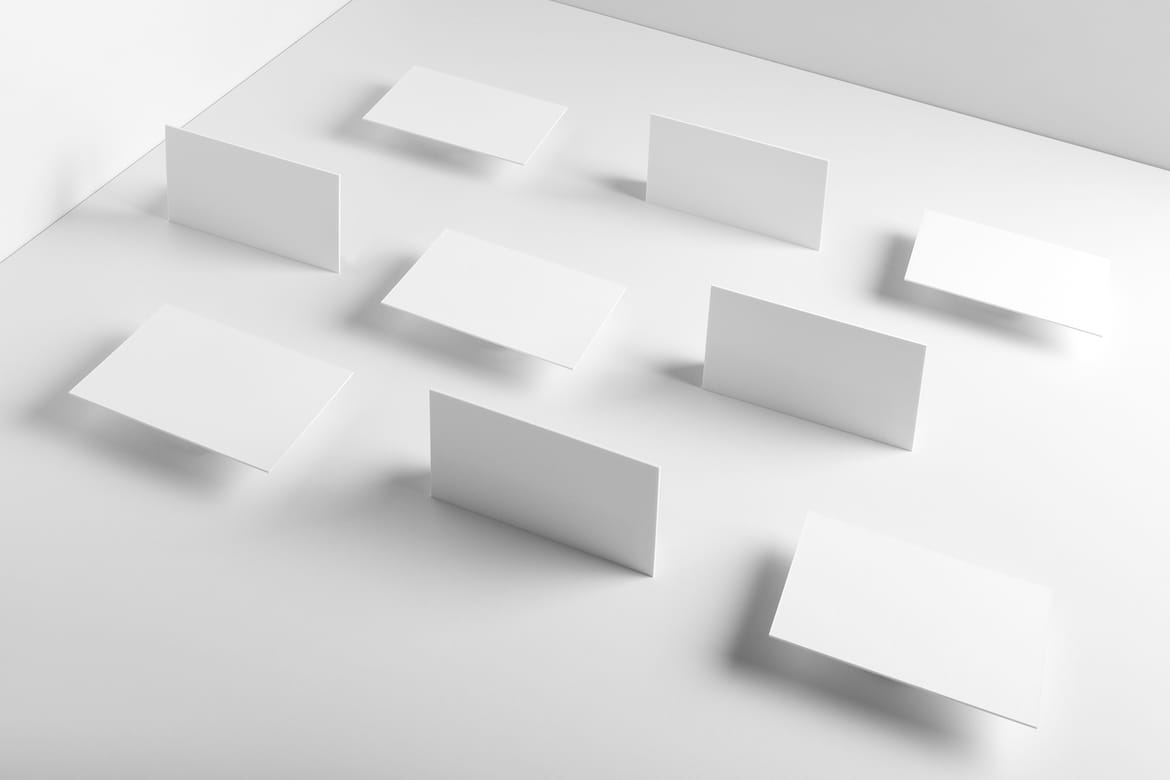 Grid Style Business Cards Mockup Scene 03