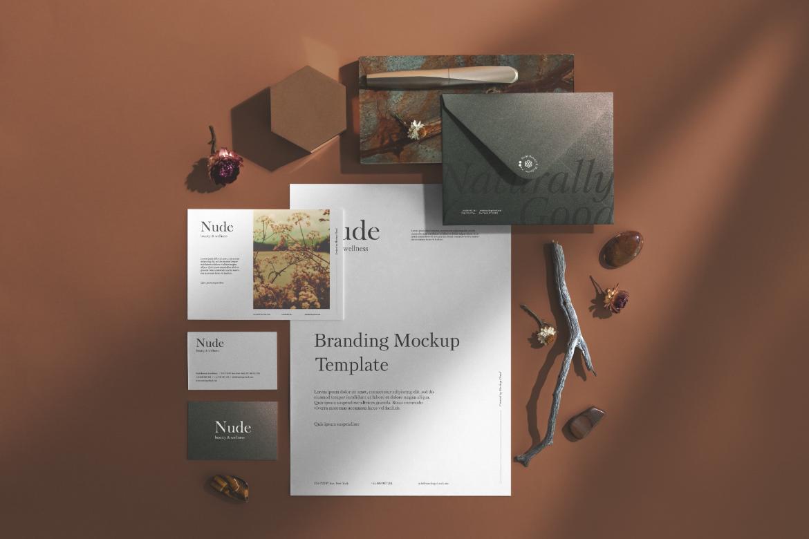Nude Branding Mockup Top View Scene 04