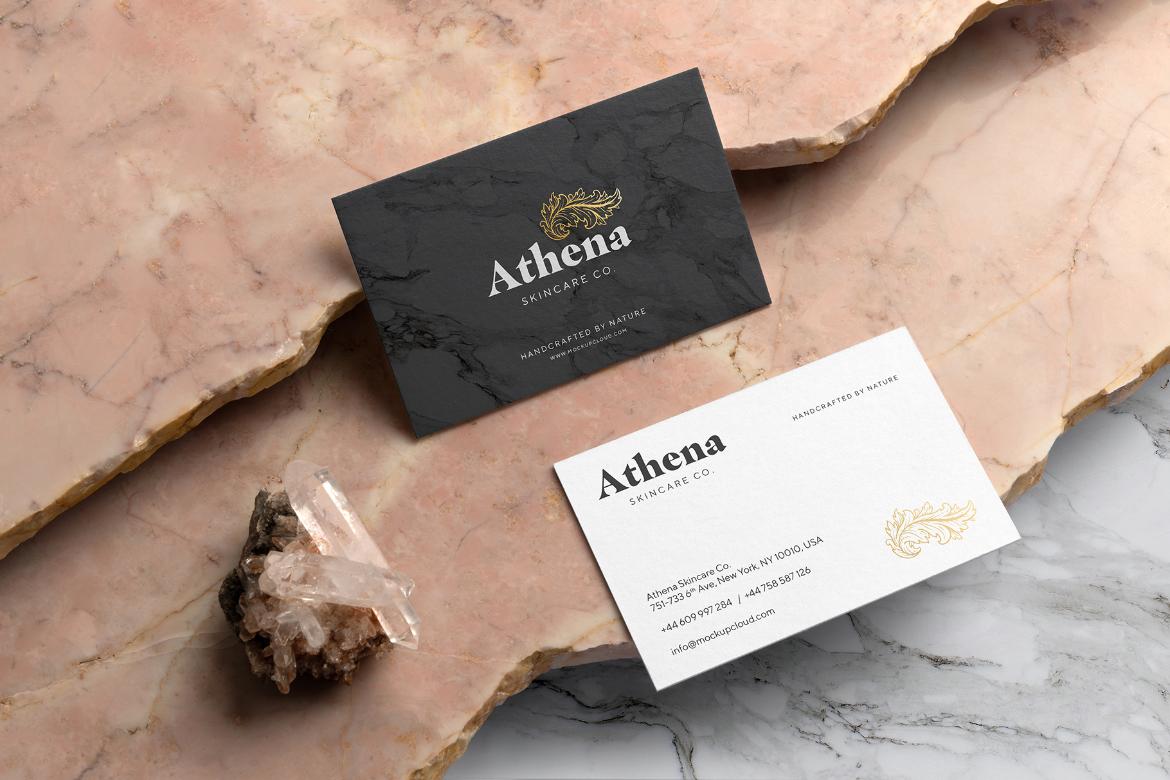 Athena Business Cards Branding Mockup Scene 07