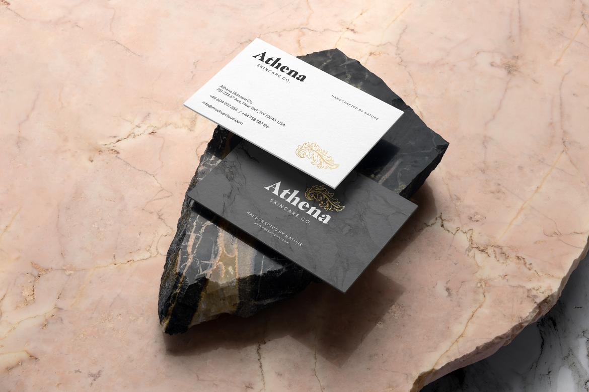 Athena Business Cards Branding Mockup Scene 09