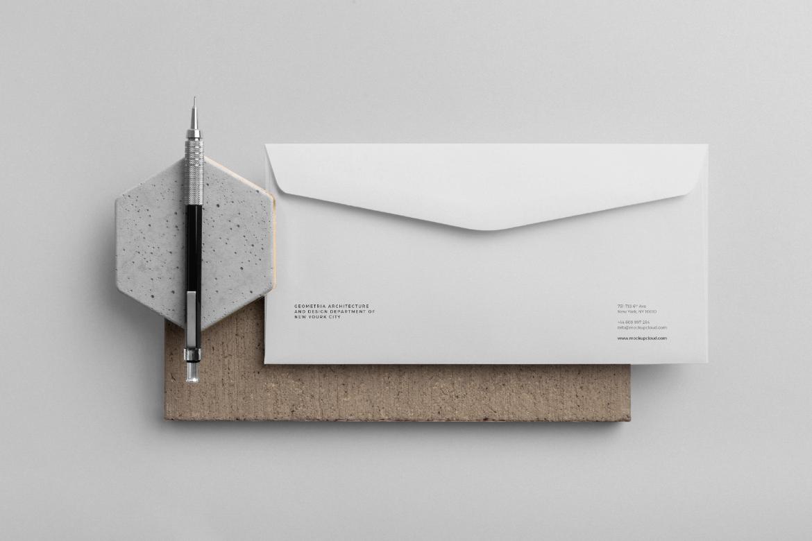 Geometria Envelope DL Branding Mockup Scene 09