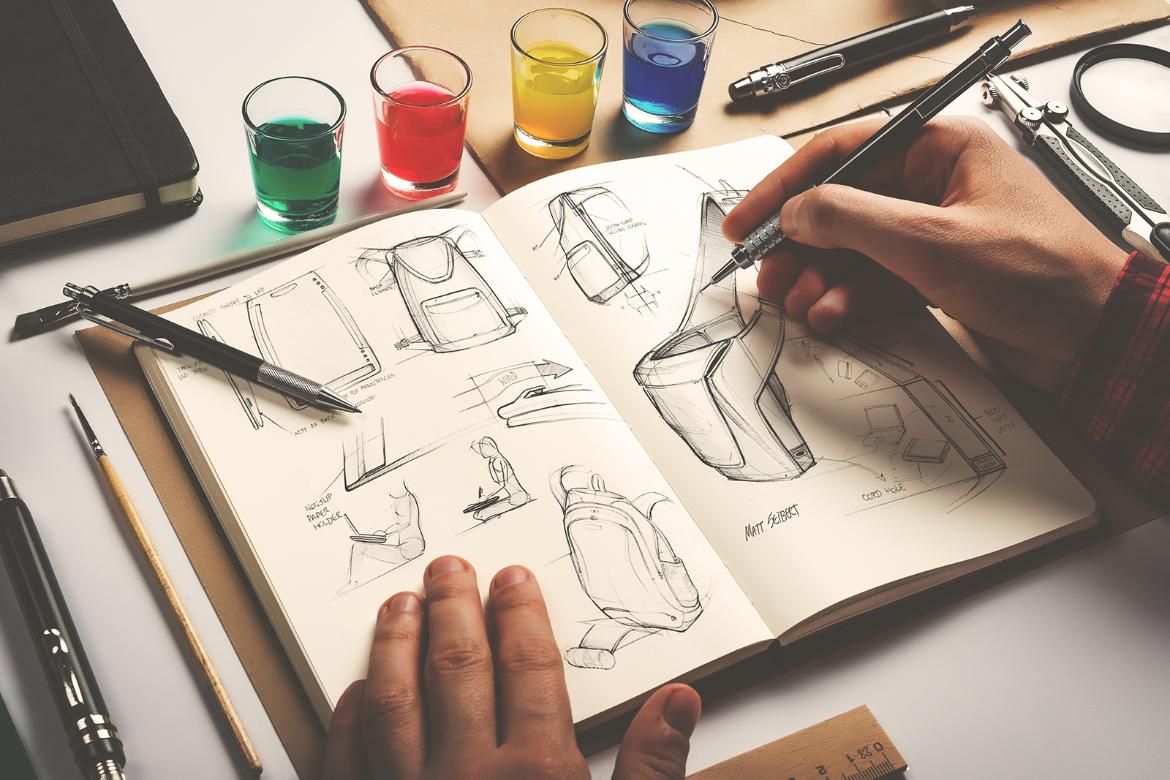 Sketch Artists Drawing Notebook Mockup Scene 02