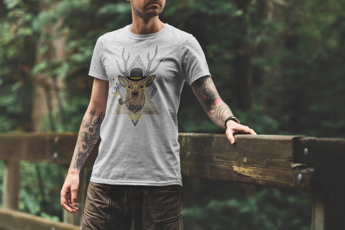 T-Shirt Mockup Male Model Adventure Scene 06