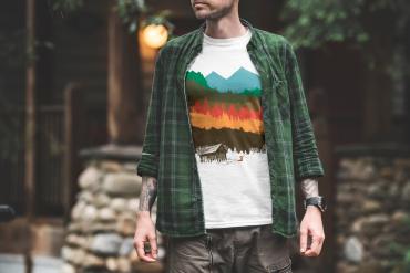 T-Shirt Mockup Male Model Adventure Scene 17
