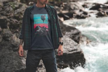 T-Shirt Mockup Male Model Adventure Scene 23