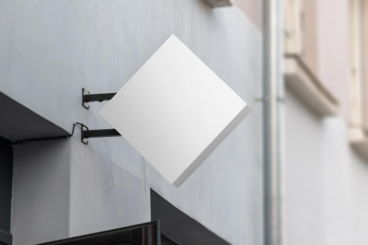 Store Sign Board Diamond Shape Mockup Scene 05