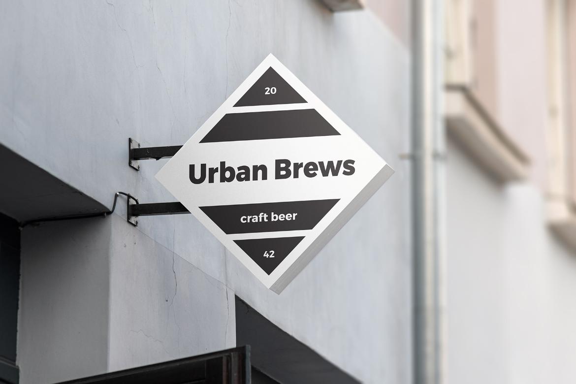 Store Sign Board Diamond Shape Mockup Scene 05