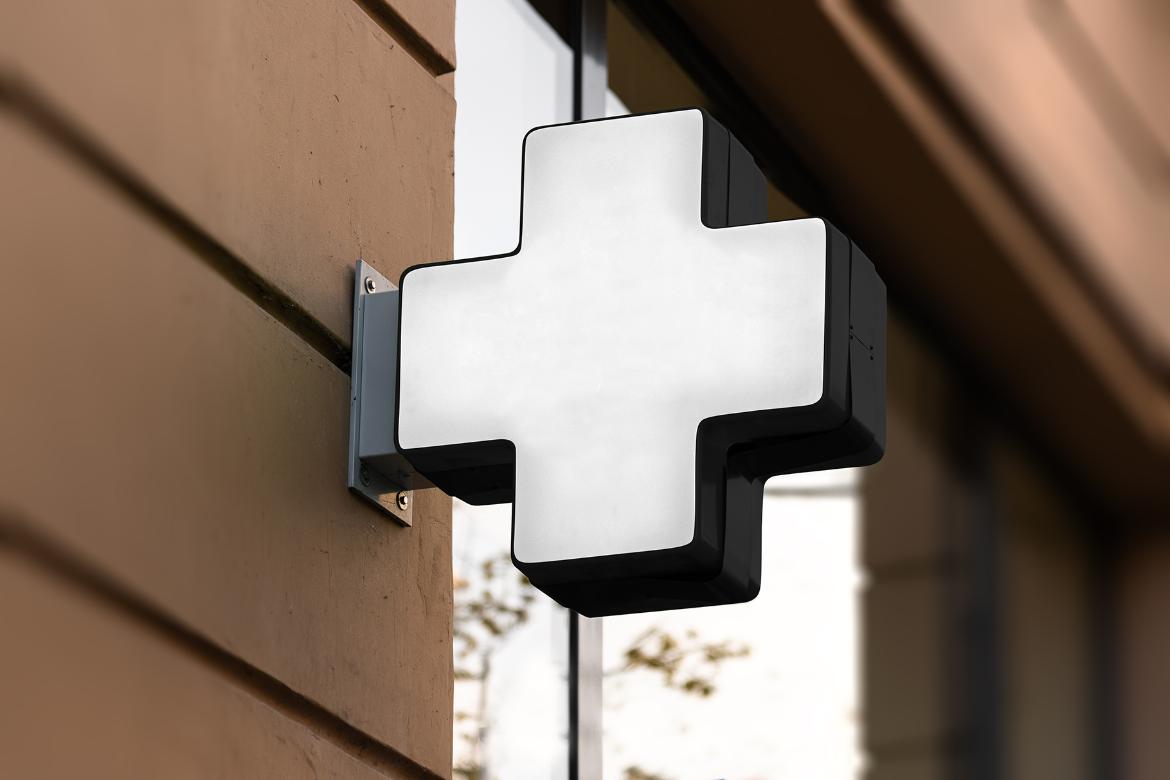 Pharmacy Sign Board Mockup Scene 11