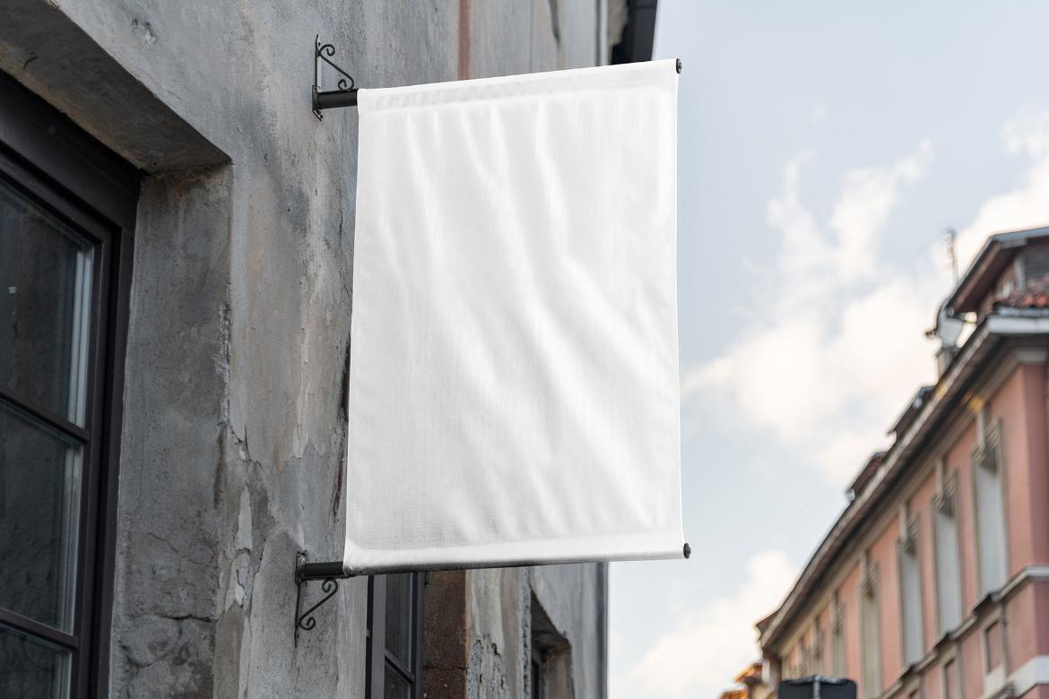 Flag Sign Banner Mockup Scene 16