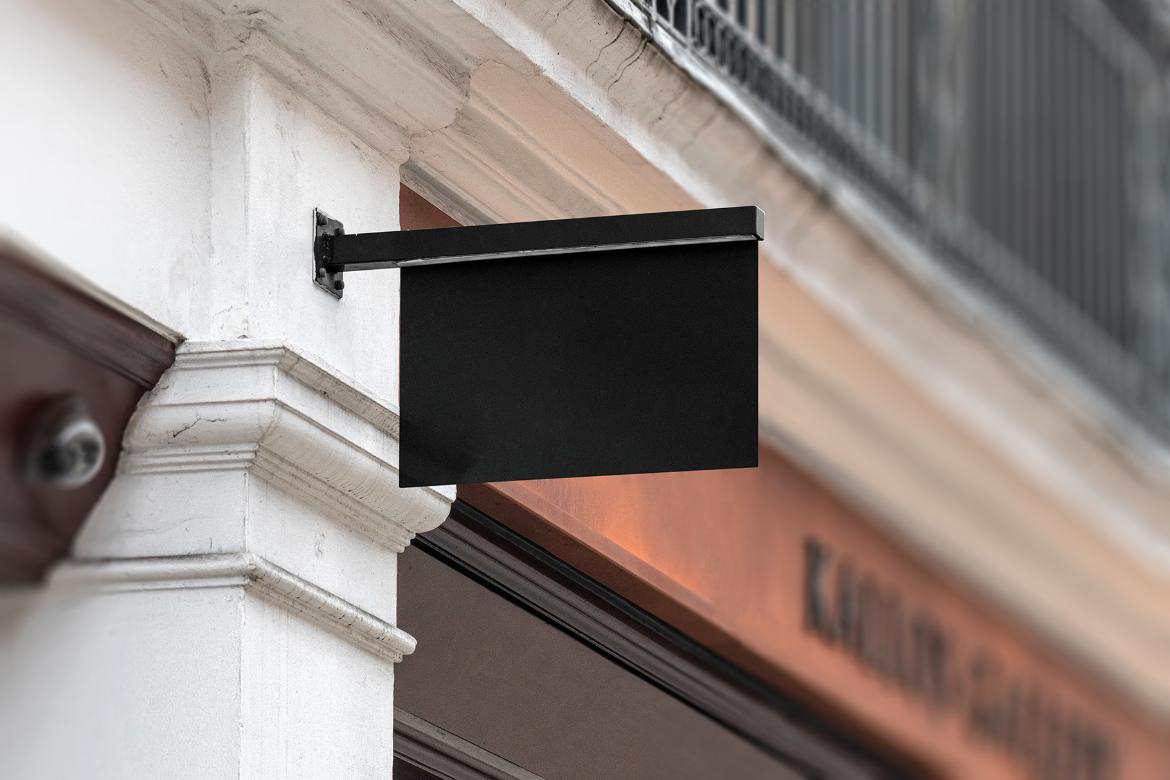 Store Sign Board Black Mockup Scene 23