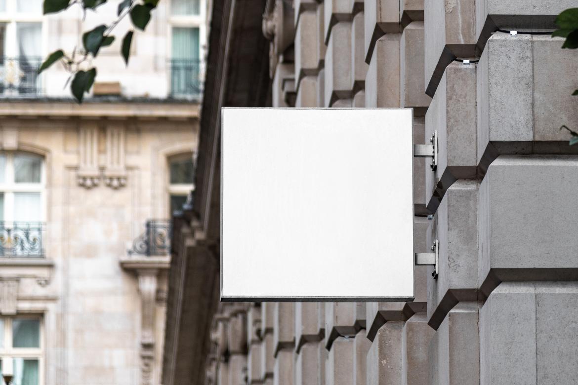 Sign Board Square Oldtown Mockup Scene 27