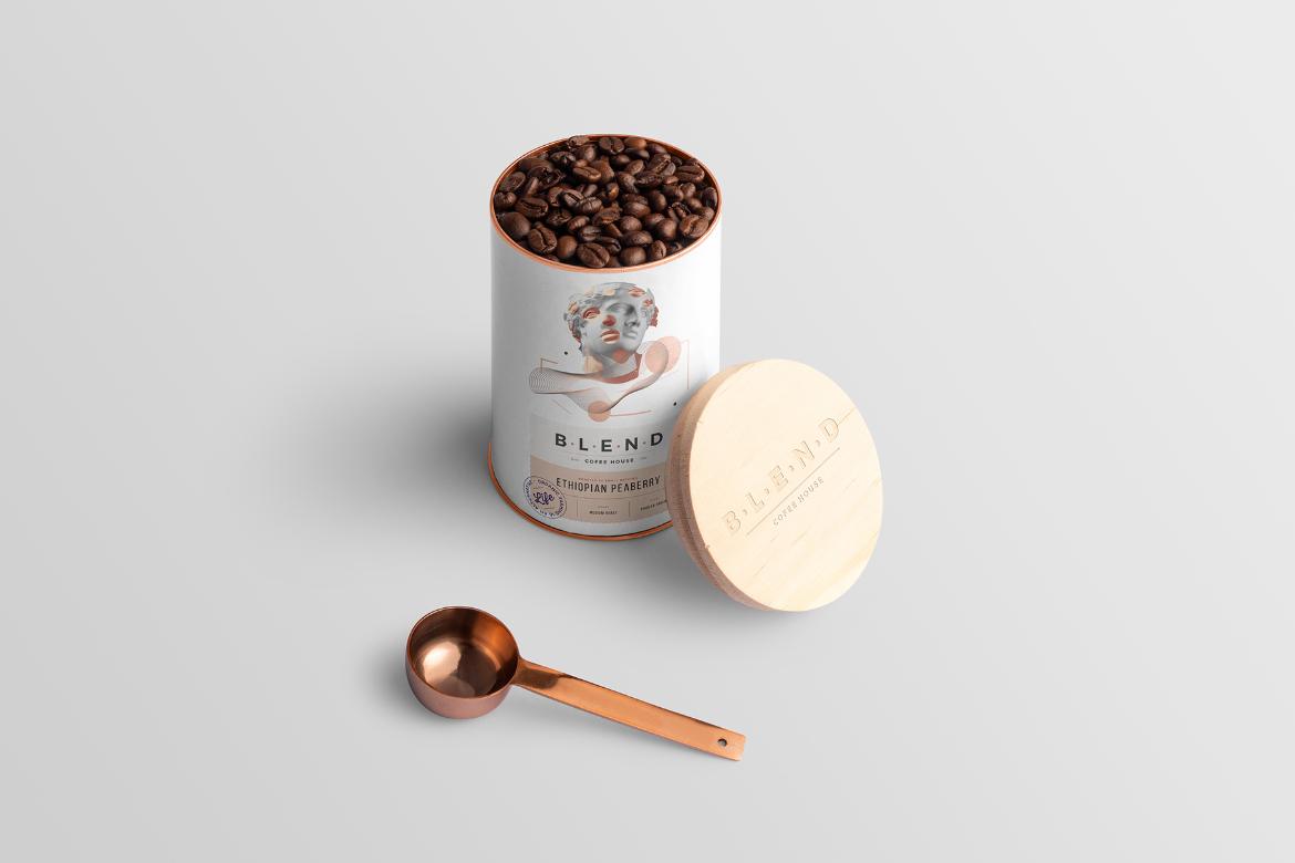 Blend Coffee Packaging Mockup Scene 18