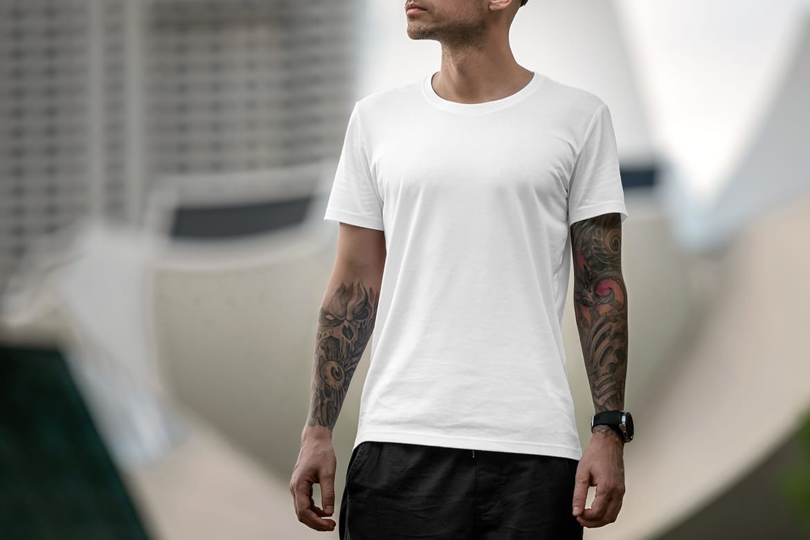 T-Shirt Mockup Male Model City Scene 20