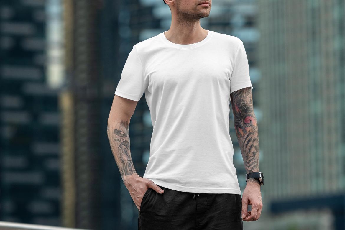 T-Shirt Mockup Male Model City Scene 24