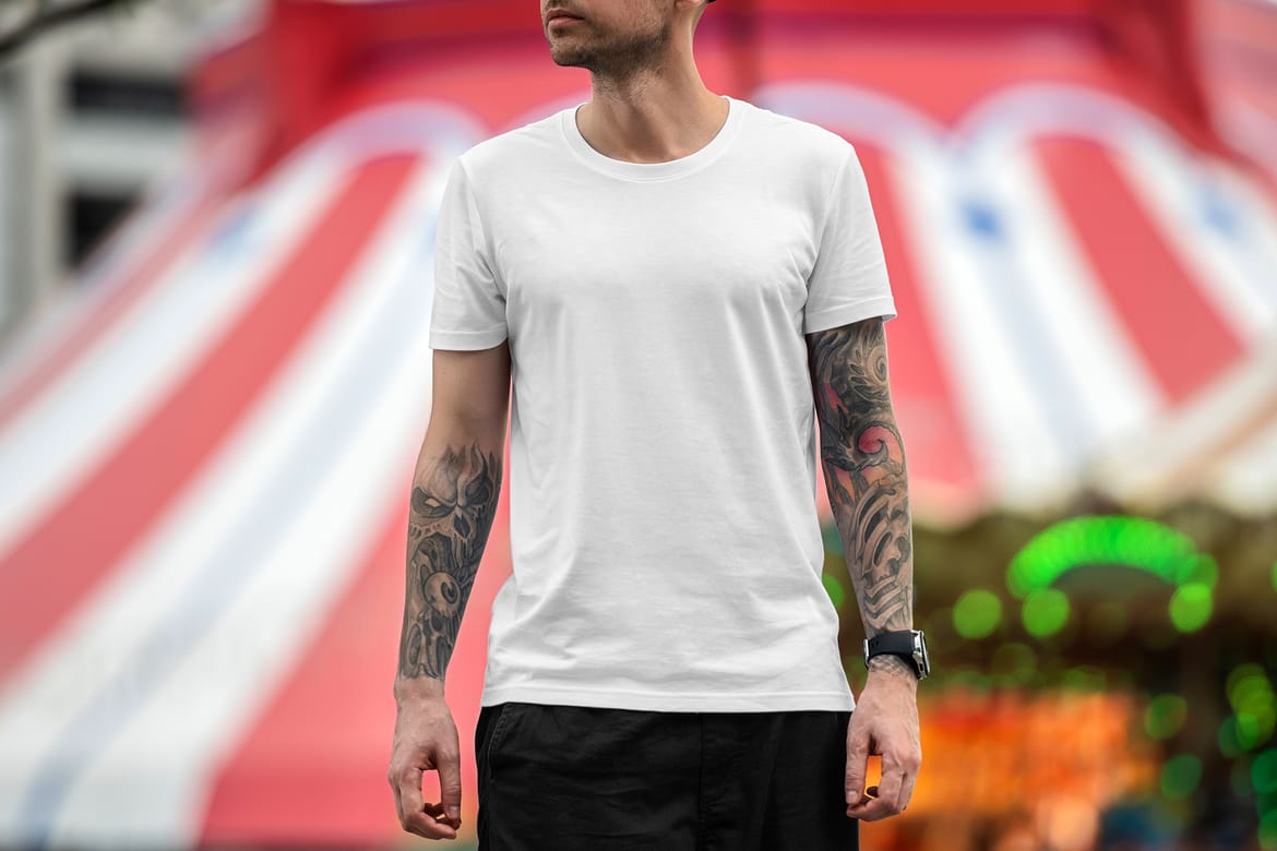 T-Shirt Mockup Male Model City Scene 27