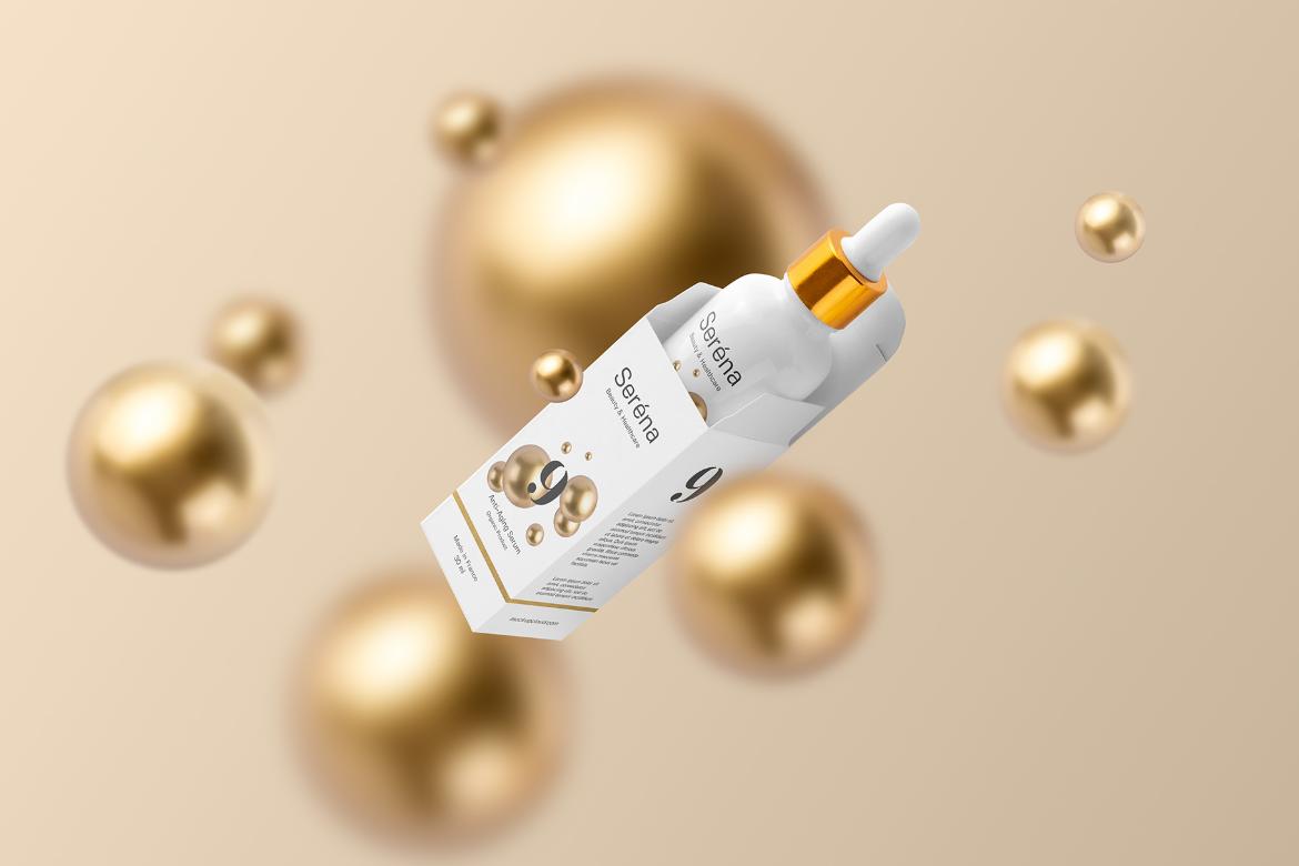 Floating Dropper Bottle Cosmetics Mockup Scene 17