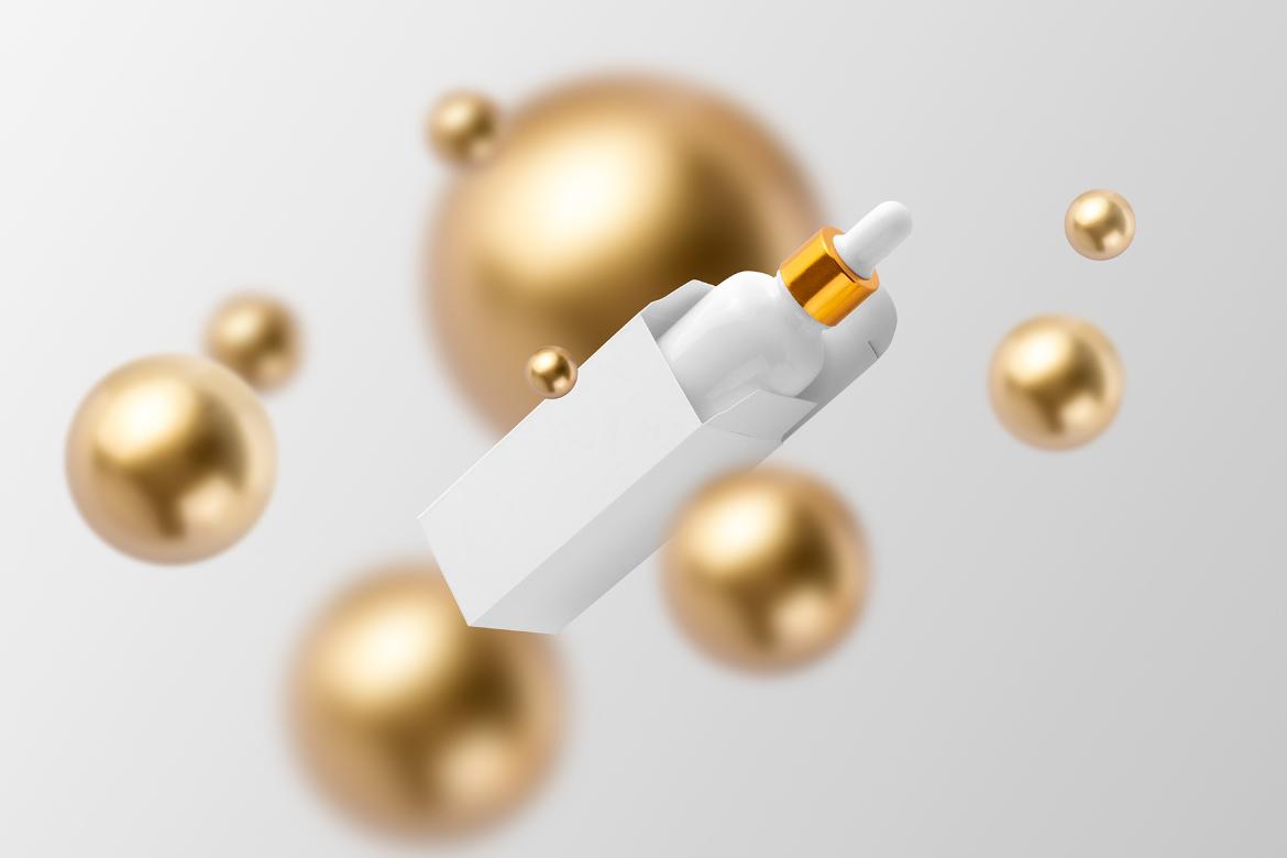 Floating Dropper Bottle Cosmetics Mockup Scene 17