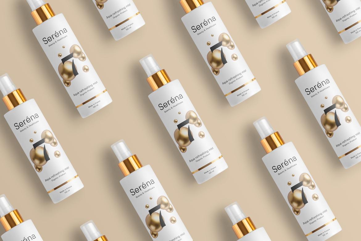 Serena Spray Bottles Cosmetics Mockup Scene 16