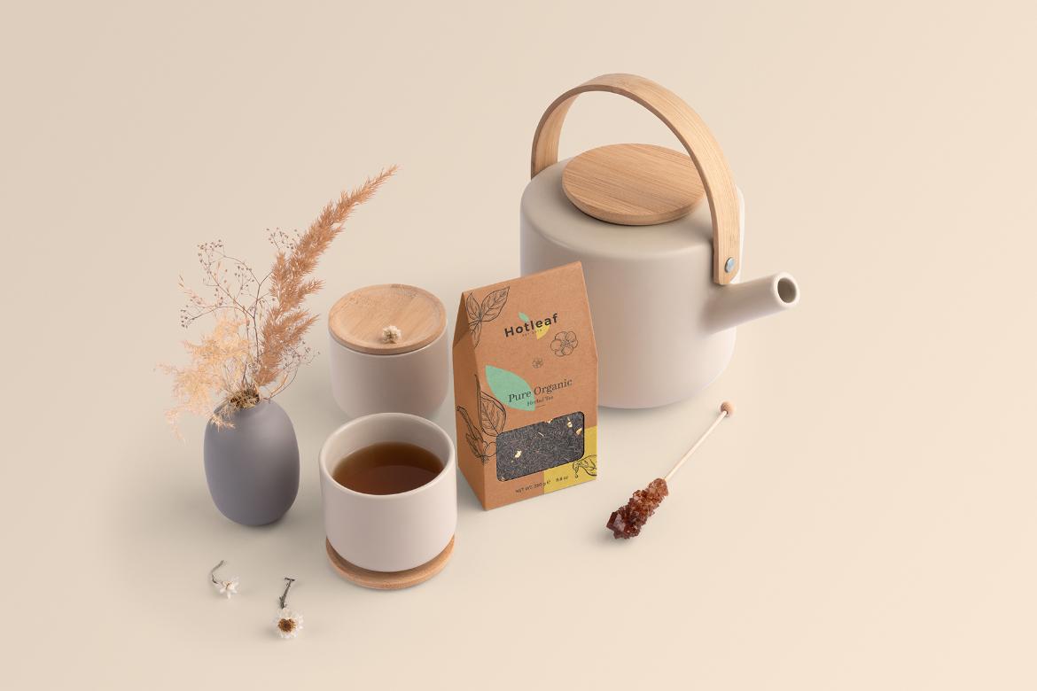 Tea Packaging Branding Mockup Scene 03