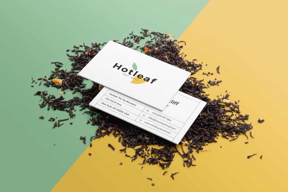 Tea Business Cards Branding Mockup Scene 12