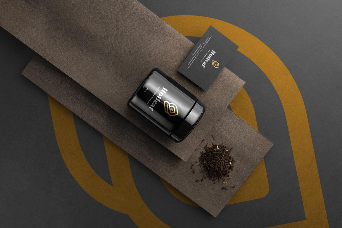 Black Jar Packaging Container Tea Mockup Scene 25