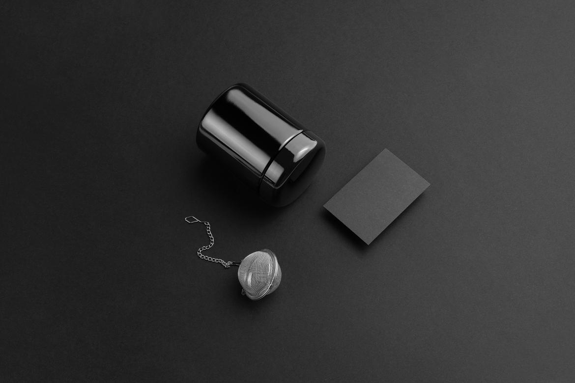 Black Jar Packaging Container Tea Mockup Scene 26