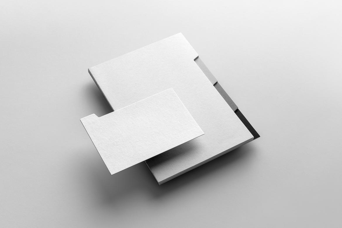Booklet and Card Floating Branding Mockup Scene 05