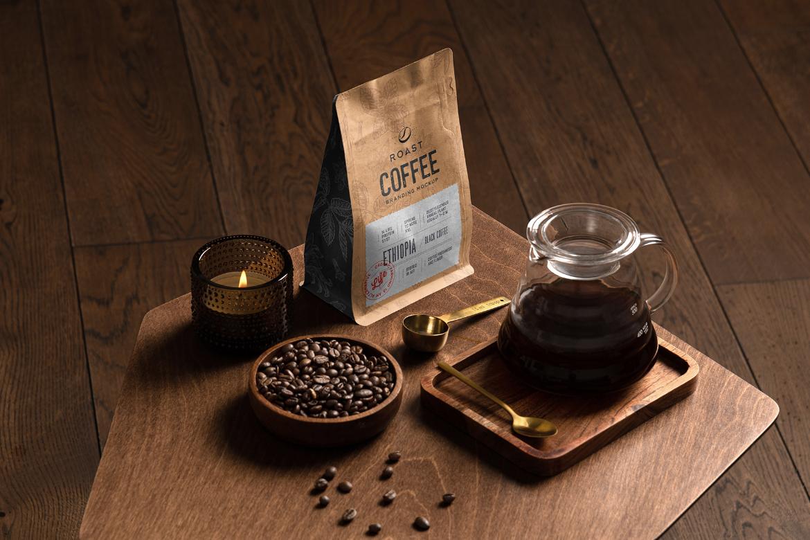 Roast Coffee Packaging Mockup Scene 06