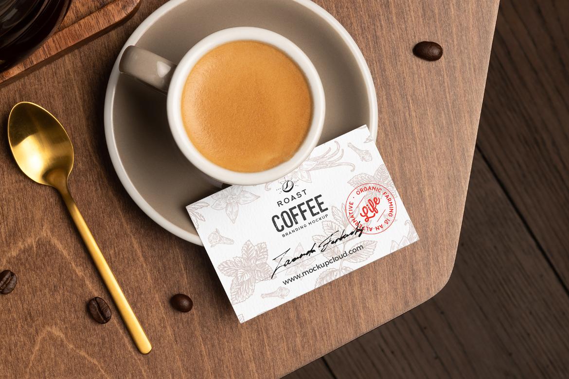 Business Card Coffee Branding Mockup Scene 12