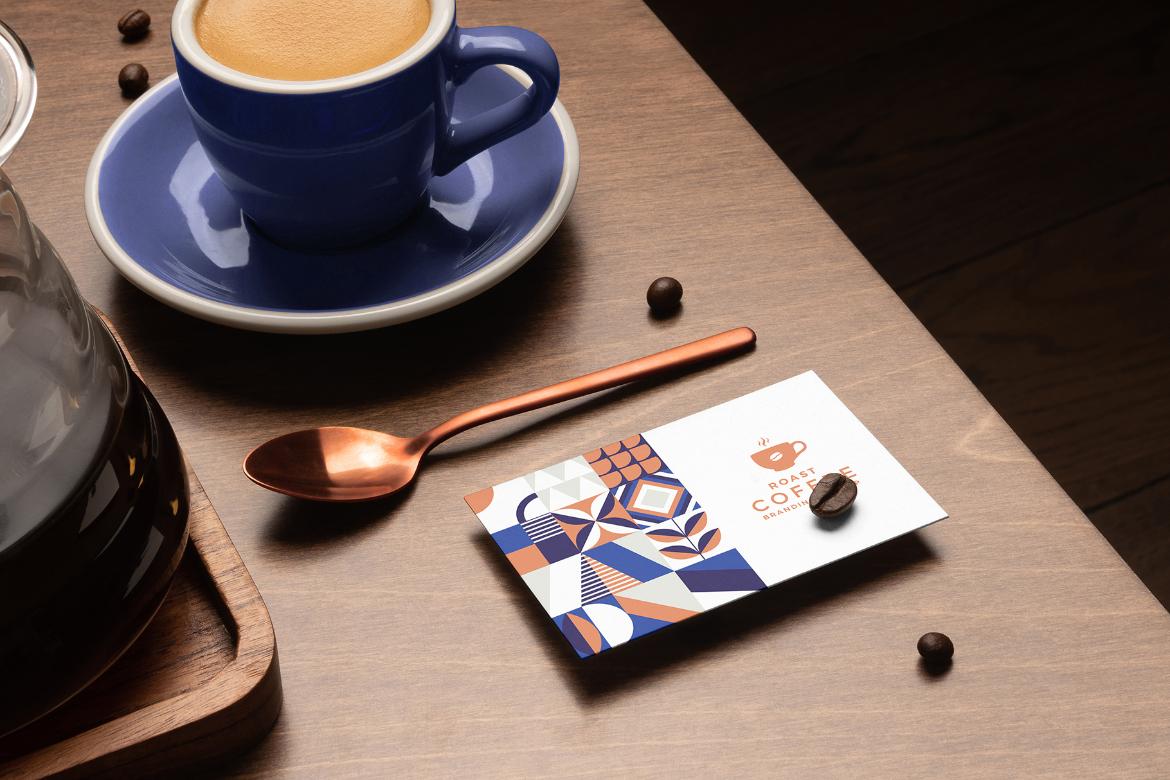 Business Card Coffee Branding Mockup Scene 13
